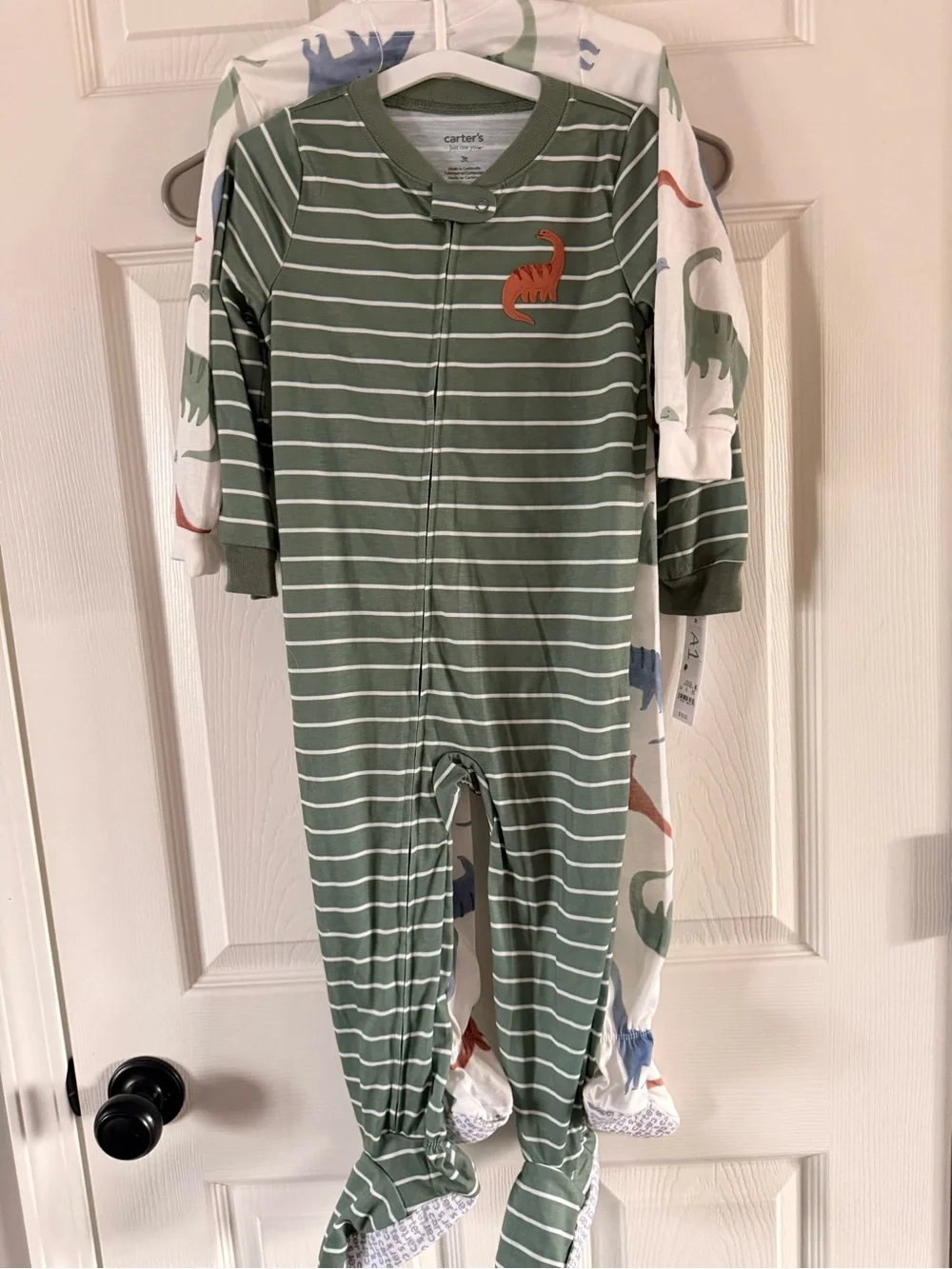 Carter's Just One You® Toddler Boys' 2pk Long Sleeve Footed Pajama - Green/White